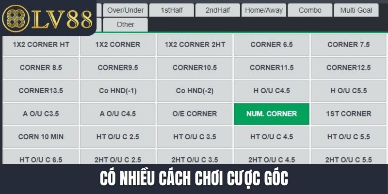 Có nhiều cách chơi cược góc